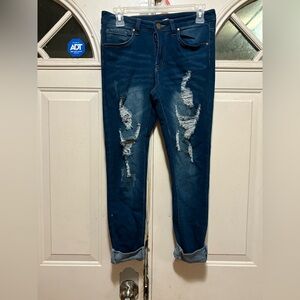 Distressed Blue Jeans